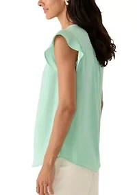 Women's V-Neck Ruffle Sleeve Blouse