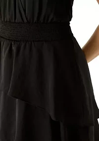 Women's Flutter Sleeve Surplice Tiered Dress