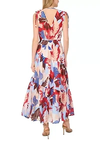 Women's Sleeveless V-Neck Floral Midi Dress