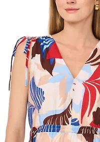 Women's Sleeveless V-Neck Floral Midi Dress