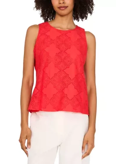 Women's Sleeveless Eyelet Top