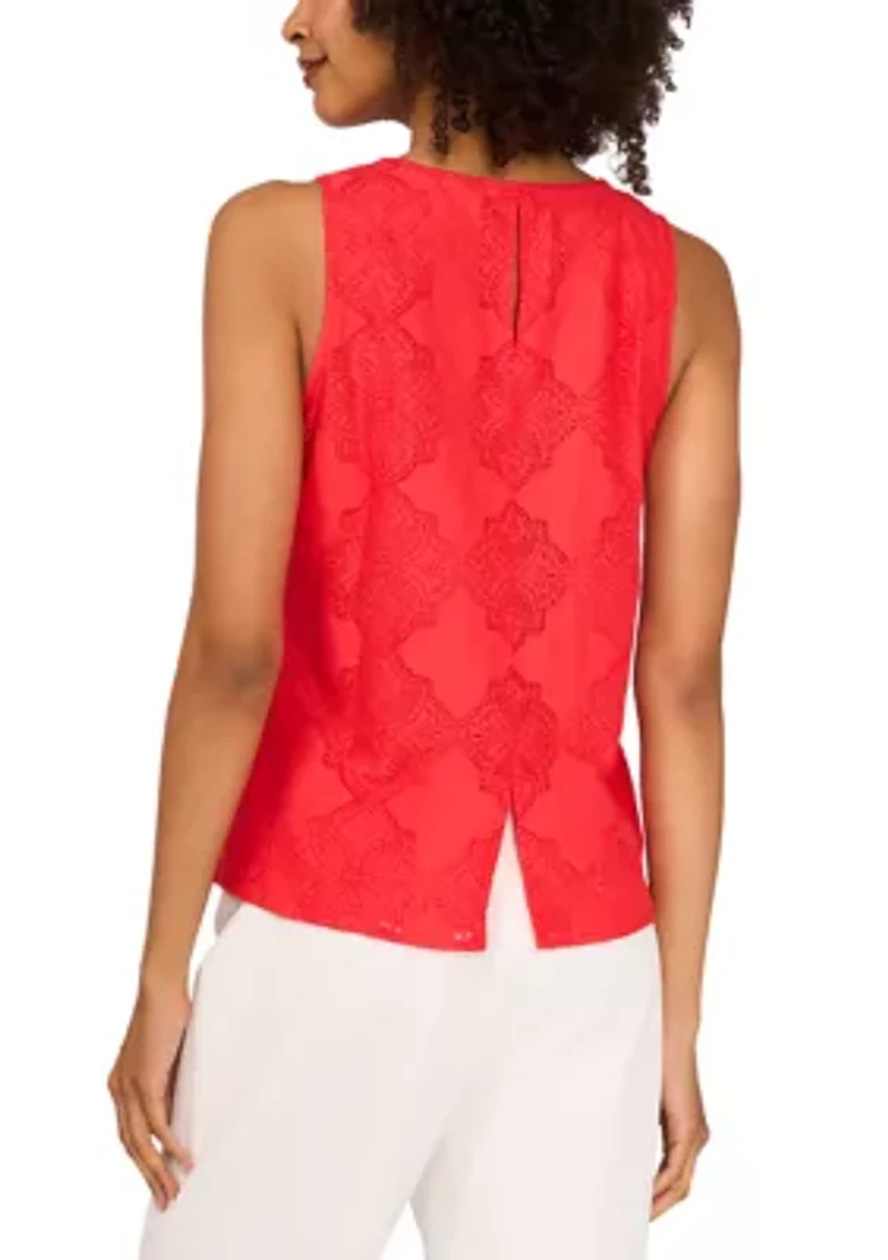 Women's Sleeveless Eyelet Top