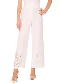 Women's Crochet Trim Pull On Pants