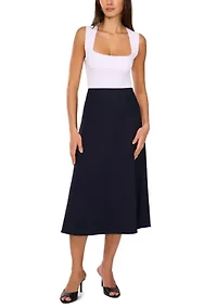 Women's A-Line Satin Midi Skirt