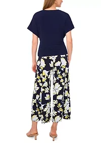 Women's Cropped Floral Printed Pants