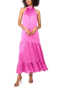 Women's Halter Tier Bow Back Tiered Dress