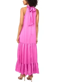 Women's Halter Tier Bow Back Tiered Dress