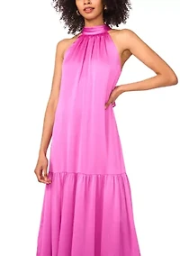 Women's Halter Tier Bow Back Tiered Dress