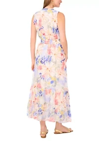 Women's Sleeveless Floral Tiered Midi Dress