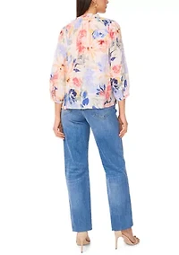 Women's Floral Printed Split Neck Blouse