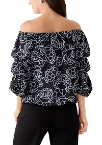Women's Off the Shoulder Cha Floral Blouse