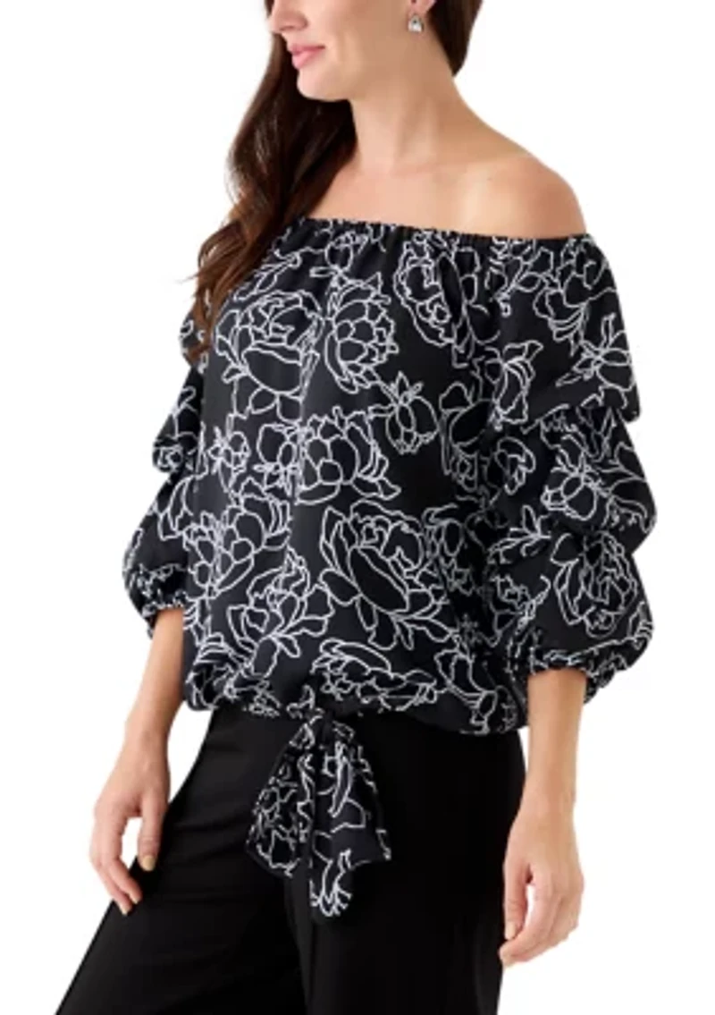 Women's Off the Shoulder Cha Floral Blouse