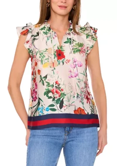 Women's Ruffle Sleeve Floral Blouse