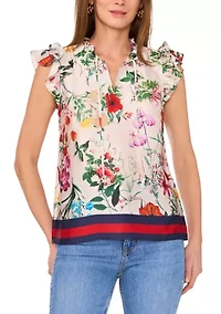 Women's Ruffle Sleeve Floral Blouse