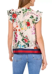 Women's Ruffle Sleeve Floral Blouse