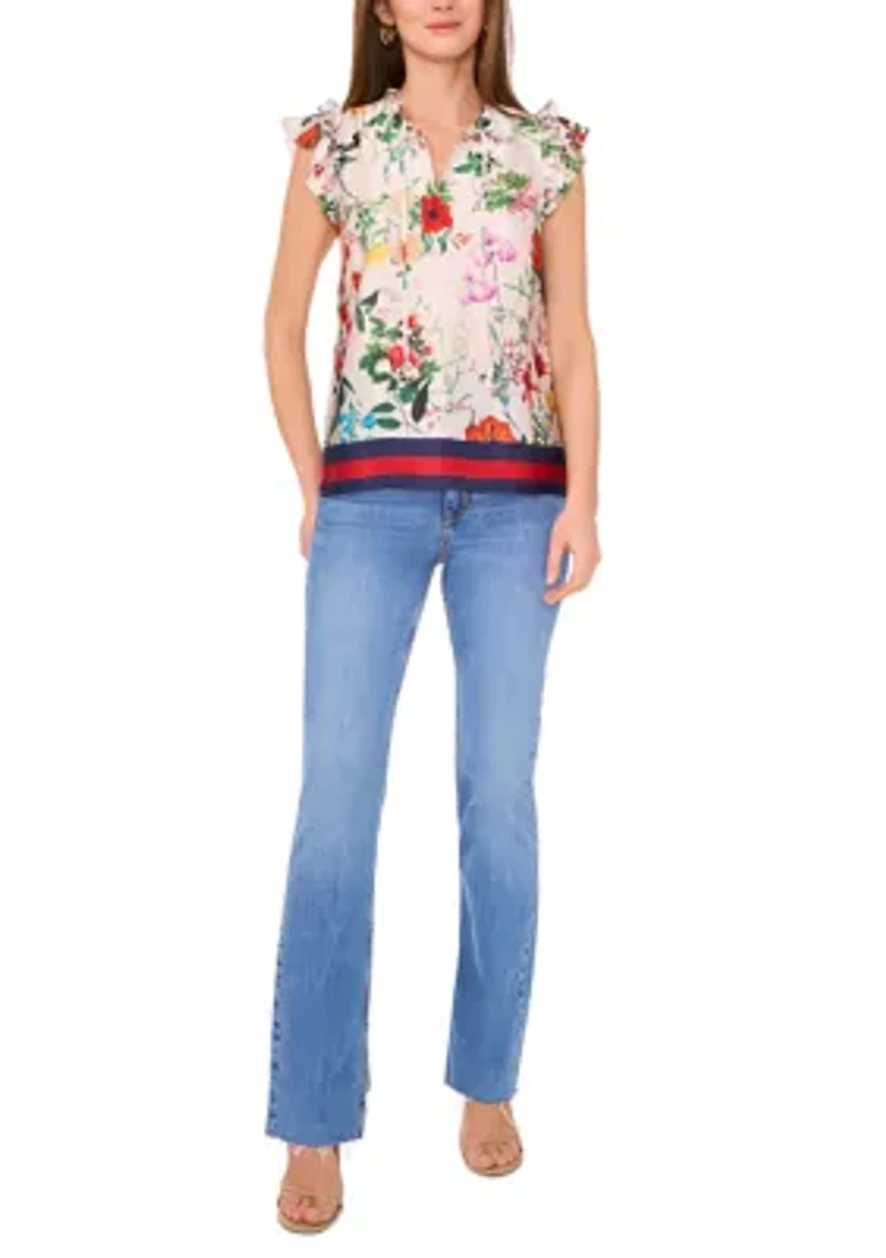 Women's Ruffle Sleeve Floral Blouse