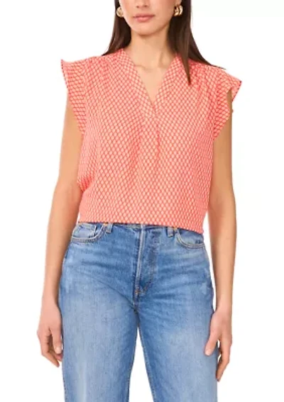 Women's Flutter Sleeve Floral Blouse