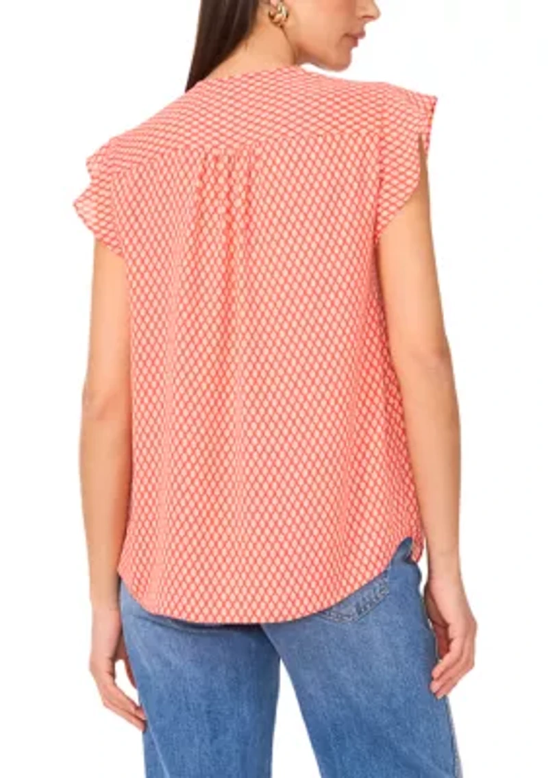 Women's Flutter Sleeve Floral Blouse