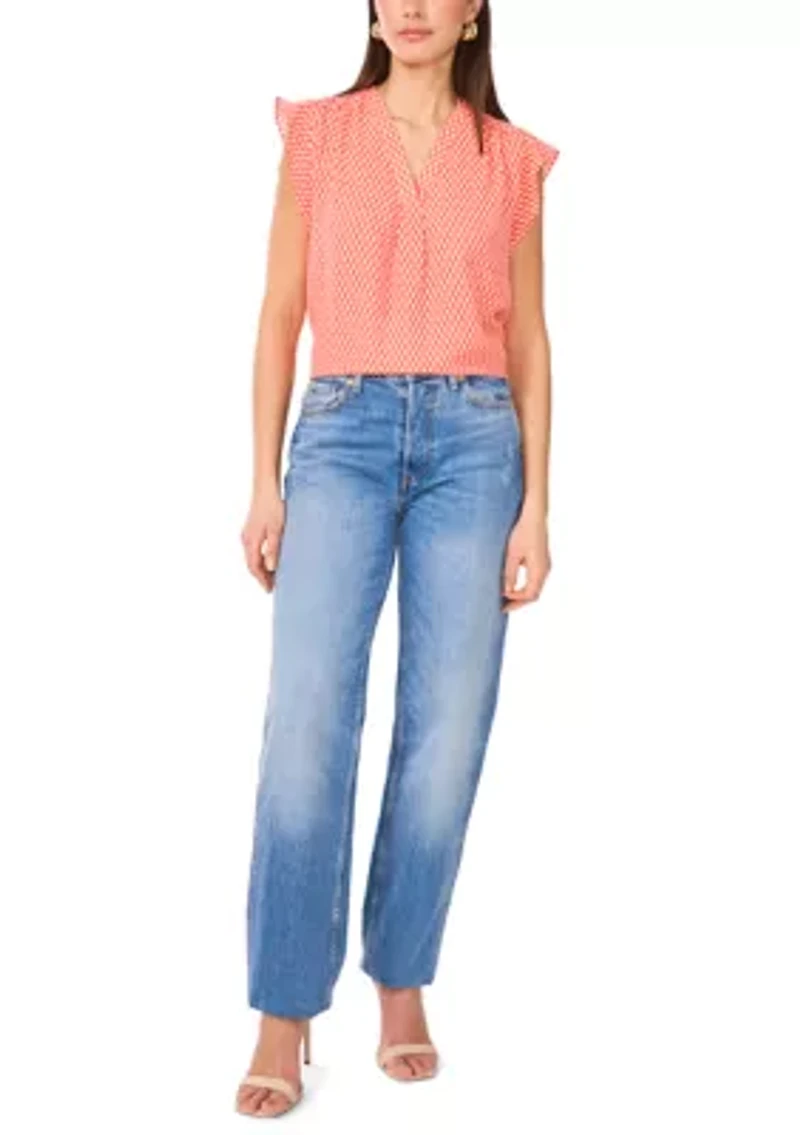 Women's Flutter Sleeve Floral Blouse