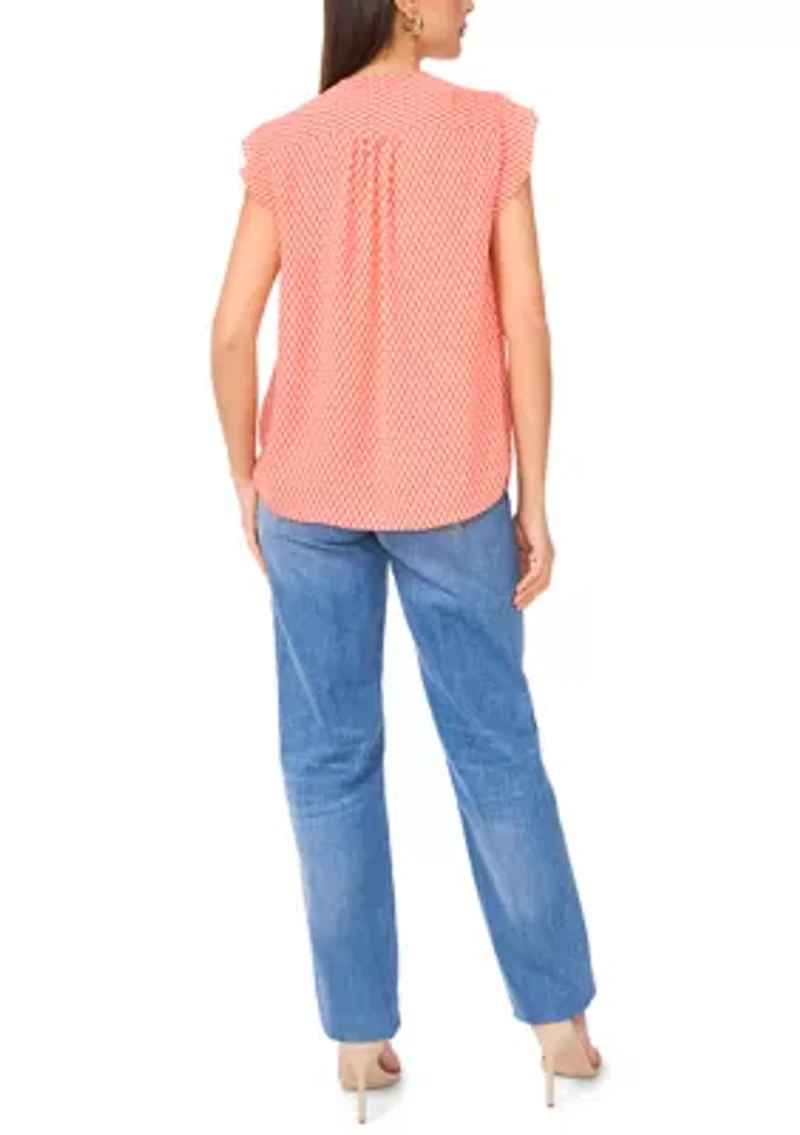 Women's Flutter Sleeve Floral Blouse