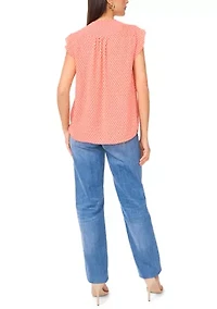 Women's Flutter Sleeve Floral Blouse