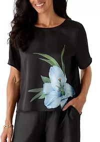 Women's Short Sleeve Floral Charm Blouse