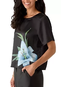 Women's Short Sleeve Floral Charm Blouse
