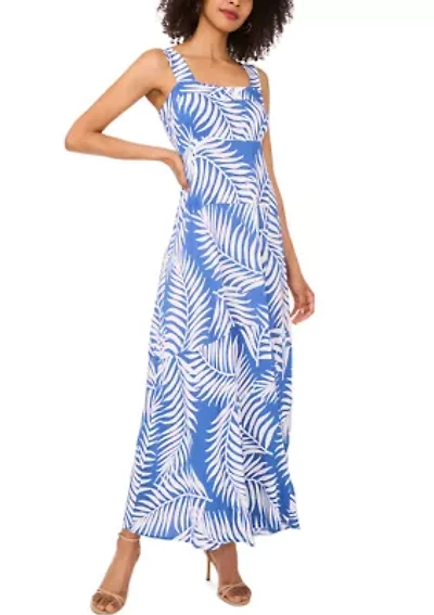 Women's Printed Square Neck Challis Dress