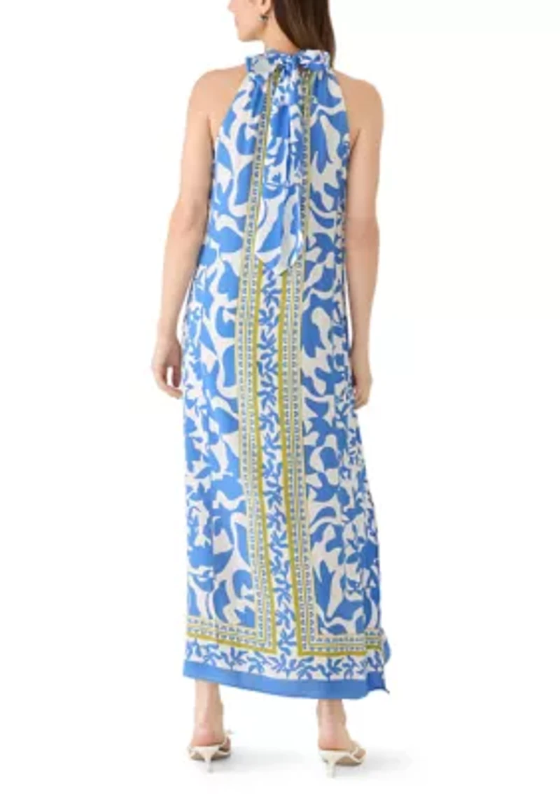 Women's Halter Border Printed Dress