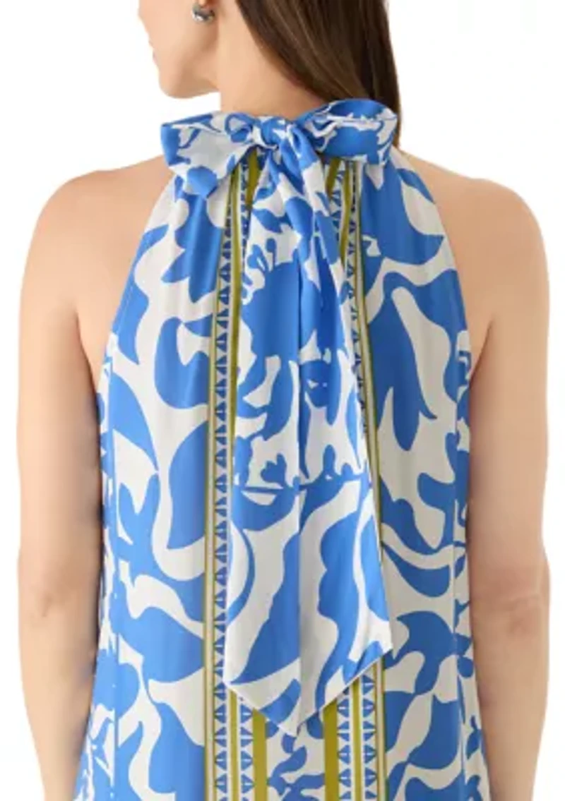 Women's Halter Border Printed Dress