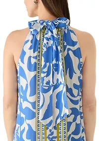 Women's Halter Border Printed Dress
