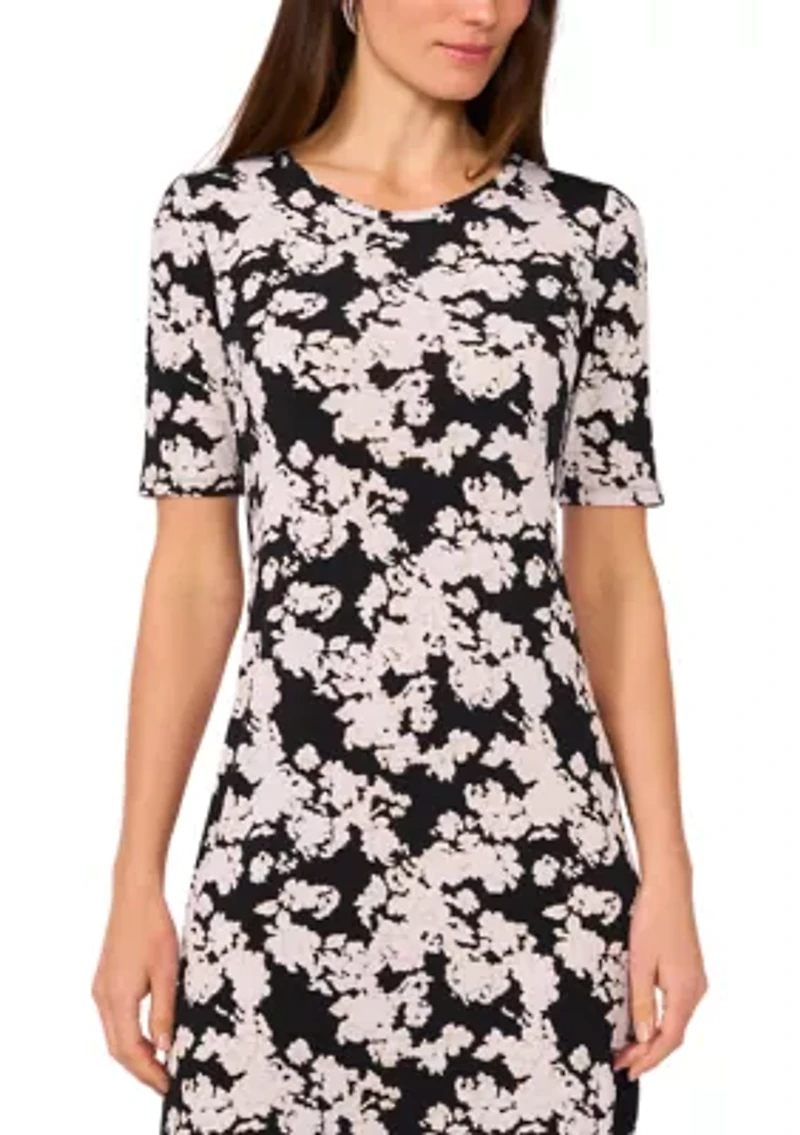 Women's Short Sleeve Floral Midi Dress