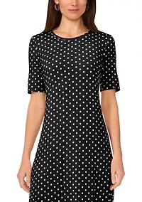 Women's Short Sleeve Dot Print Midi Dress