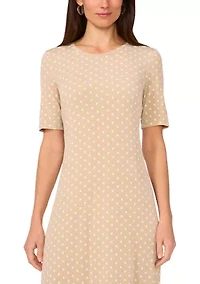 Women's Short Sleeve Dot Print Midi Dress