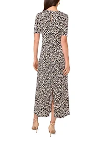 Women's Short Sleeve Animal Print Midi Dress