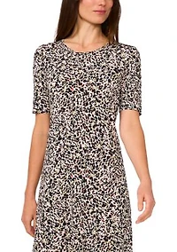 Women's Short Sleeve Animal Print Midi Dress