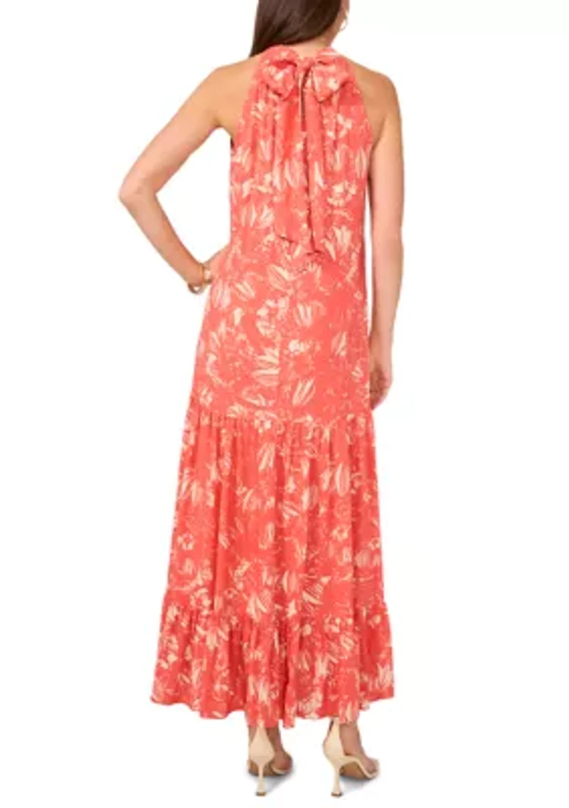 Women's Floral Printed Halter Chalis Dress