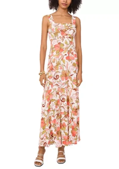 Women's Floral Square Neck Challis Dress