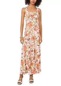 Women's Floral Square Neck Challis Dress