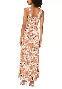 Women's Floral Square Neck Challis Dress