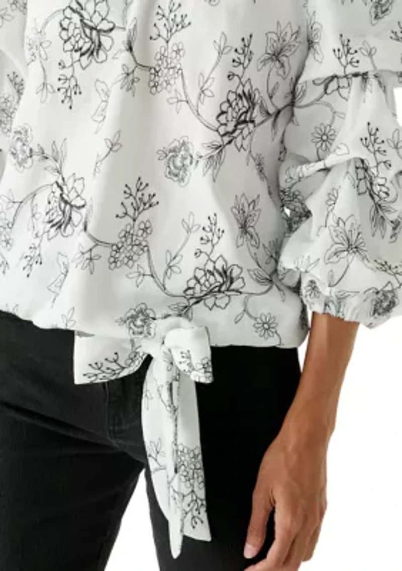 Women's Off Shoulder Chacha Embroidered Floral Blouse