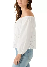 Women's Long Sleeve Off Shoulder Cutout Hem Blouse