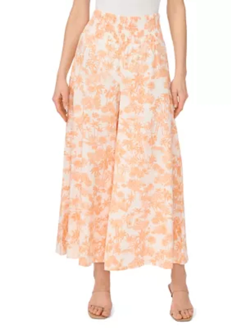 Women's Smocked Waist Pull On Scenic Linen Pants