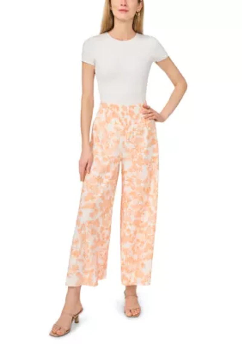 Women's Smocked Waist Pull On Scenic Linen Pants