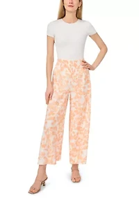 Women's Smocked Waist Pull On Scenic Linen Pants