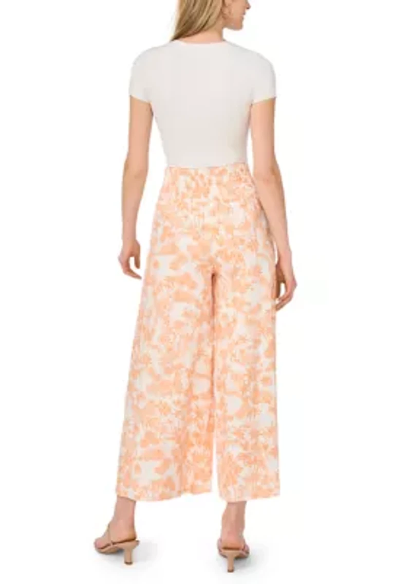 Women's Smocked Waist Pull On Scenic Linen Pants