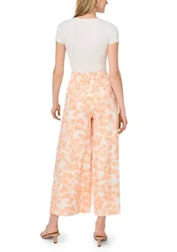 Women's Smocked Waist Pull On Scenic Linen Pants
