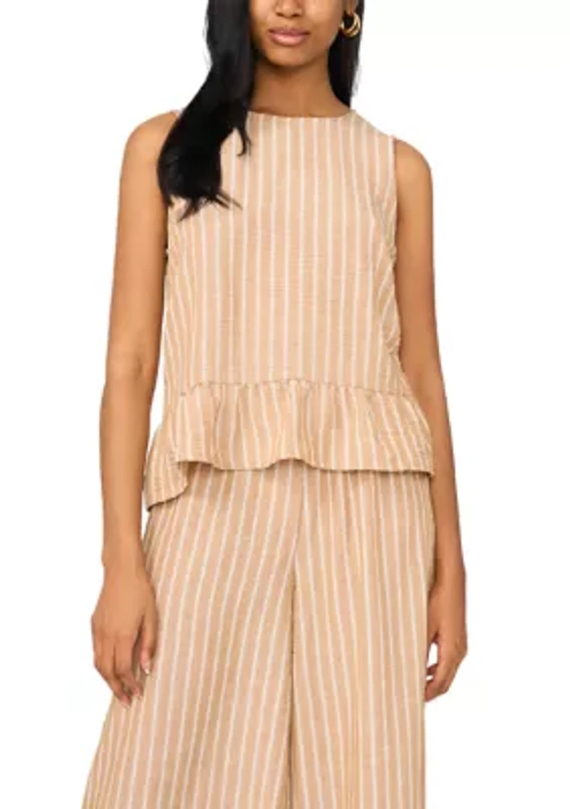 Women's Smocked Waist Pull On Stripped Linen Pants