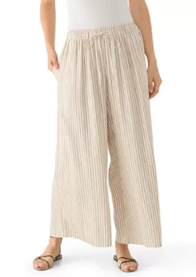 Women's Wide Leg Striped Pull On Pants
