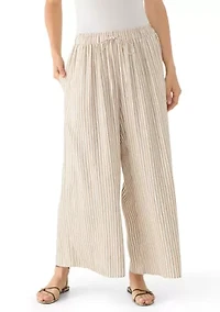 Women's Wide Leg Striped Pull On Pants
